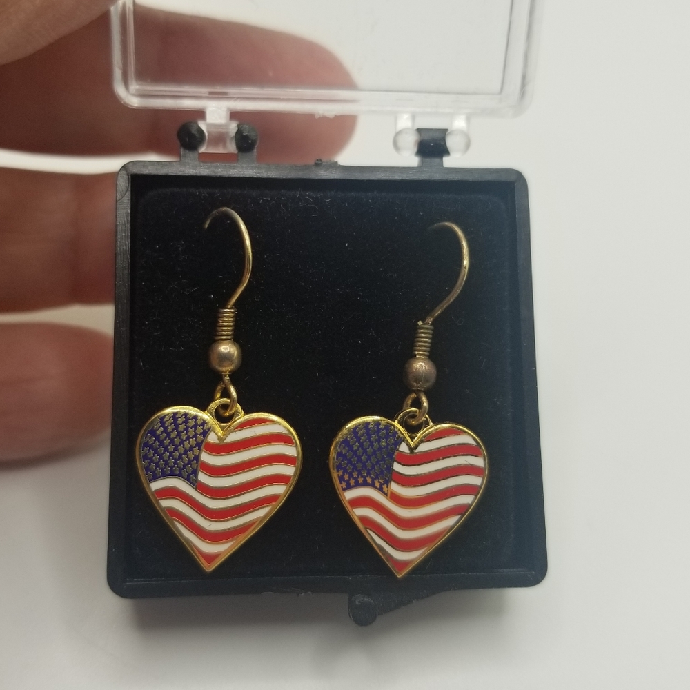 USA Flag Heart Earrings